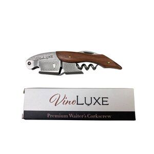 VineLuxe Premium Waiters Corkscrew With Wood Handle & Stainless Steel Body